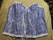 Periwinkle Brocade Overbust Corset Lace-Up Costume Top NWOT No Size Tag