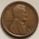1917-S Lincoln Wheat Cent Penny San Francisco WWI Low Mintage BN1169