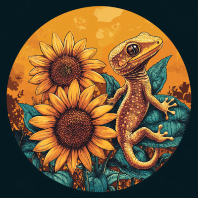 Transparent 18x18 cm gecko with flowers car sticker weatherproof vinyl sticker