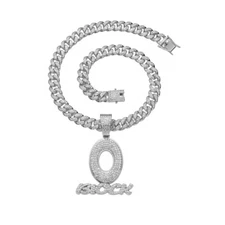 Hip Hop Iced Out O Block Pendant Necklace with Diamond Cuban Chain