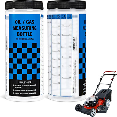 [2-Pack] Wide Mouth Oil / Gas Measuring Bottle - Reusable Mixing Bottle for Two