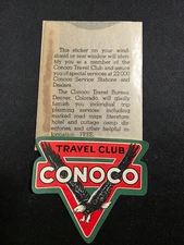 Vintage Conoco Travel Club Windshield Sticker in original envelope