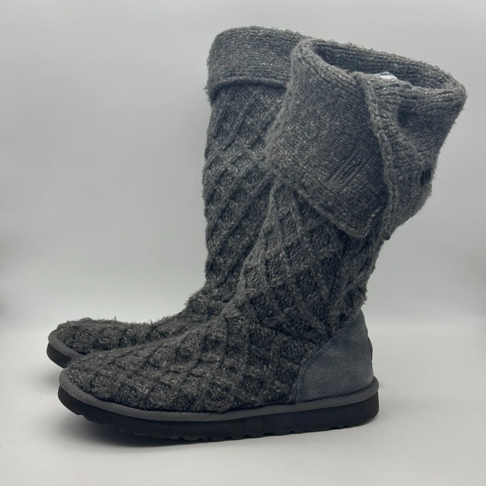 Stivali medi UGG Lattice Cardy in maglia grigio antracite donna 10