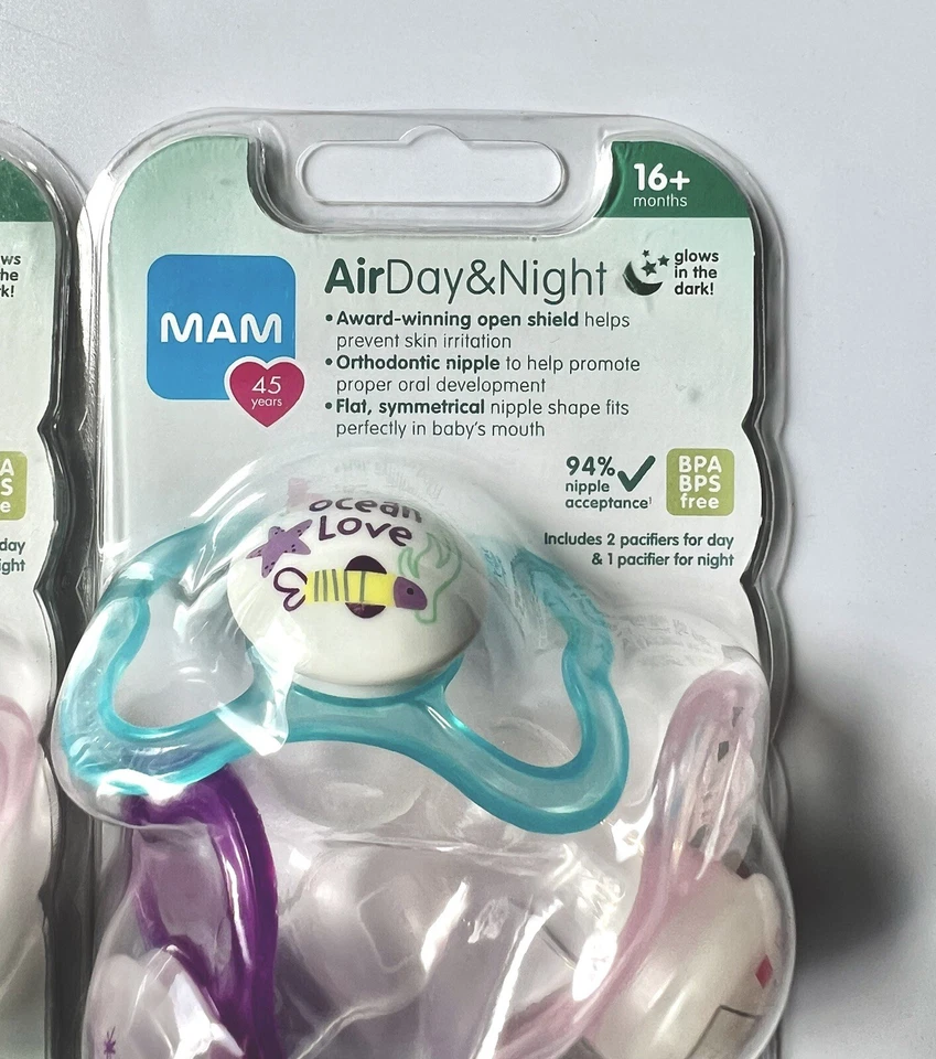 MAM Orthodontic Pacifier Air Day & Night 6 Pack 6-16 Months Glow In Dark - Image 3 of 4