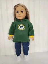 Doll Clothing, fits 18" Doll, Green Bay Packers Hoodie, Made in Ohio