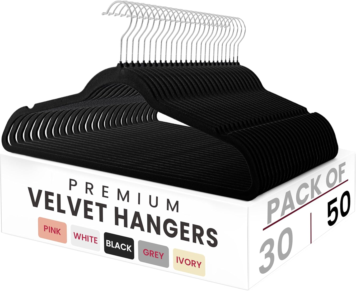 30-Pack Black Velvet Hangers – Non-Slip Premium Felt Coat Hangers