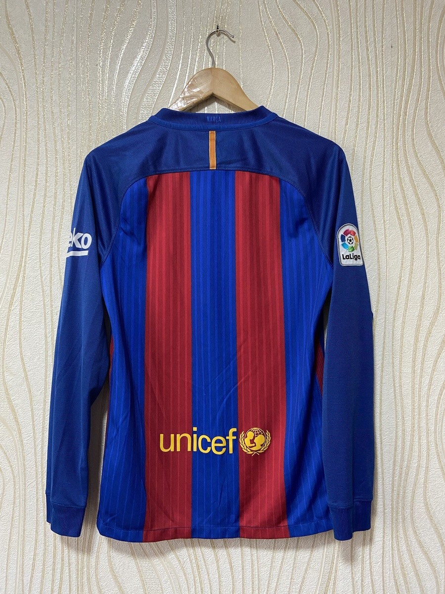 BARCELONA 2016 2017 HOME FOOTBALL SHIRT SOCCER JERSEY LONG SLEEVE