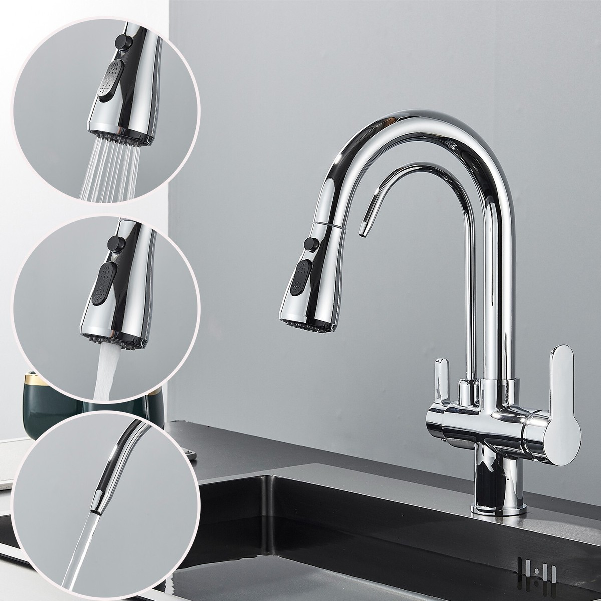 Water Filter Tap, Pure Water Faucet, Kitchen Sink Taps, 360