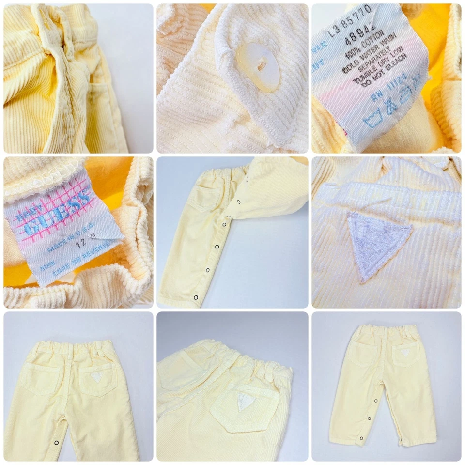 Pantalones cortos vintage Guess bebé niña cordón amarillo cintura elástica 12 m Foto 2 de 4
