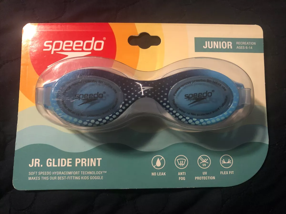Speedo Jr Goggles Glide Print 6 14yrs Junior NEW No Leak Anti fog Sealed