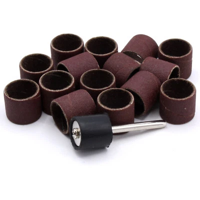 HOBBYPOWER24 15x Schleifhülsen 1x Aufnahmedorn für Dremel Proxxon Zubehör Schleifbänder K600