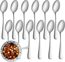 12 Pcs Teaspoons Set, Food-Grade Stainless Steel Spoons Silverware, Cutlery Tea