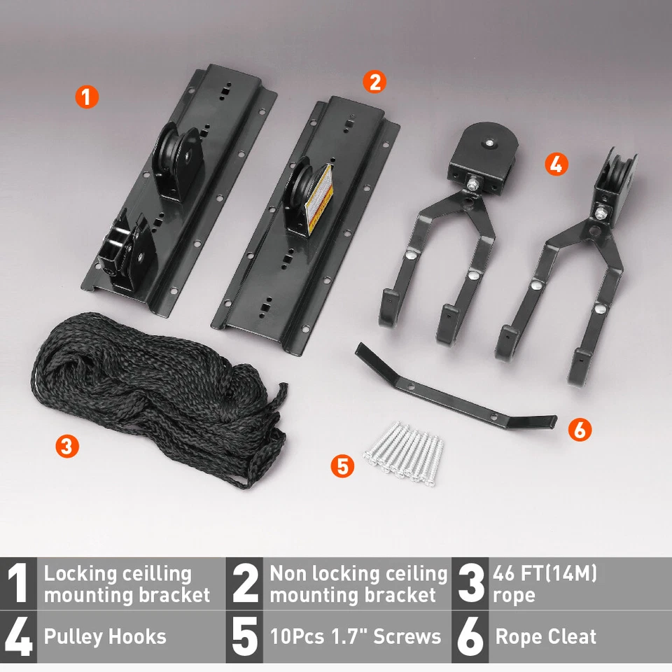 2 Packs Ceiling-Mounted Bike Lift Mountain Bicycle Hoist Garage Utility Hanging - Image 2 of 4