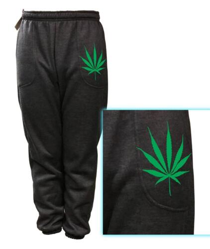 MENS PRINTED Addicted Marijuana WEED FUNNY FLEECE JOGGER DRAWSTRING SWEAT PANTS - Picture 1 of 12