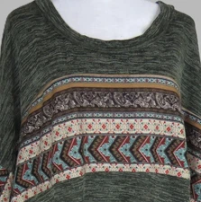 NWT GiGiO Women's Green Long-Sleeve Pullover Oversized Top Size XL (C1922)