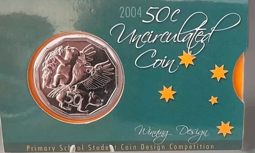 2004 Australian 50c Wildlife Student Winning Design Coin in Card Unc - Picture 1 of 4