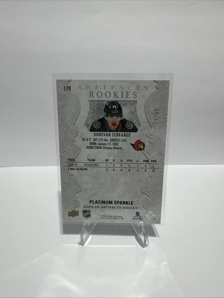 2025-26 Upper Deck Artifacts Donovan Sebrango Platinum Sparkle /99 #179 - Image 2 of 2