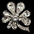 Vintage Eisenberg Clover Brooch 4 Leaf Shamrock Clear Rhinestone Silver Tone Pin