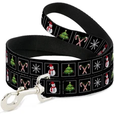 Dog Leash Christmas Blocks Black/White/Multi Color