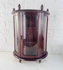 Vintage Wooden 2 Shelf Curved Acrylic Curio Display Cabinet 16 Inches High