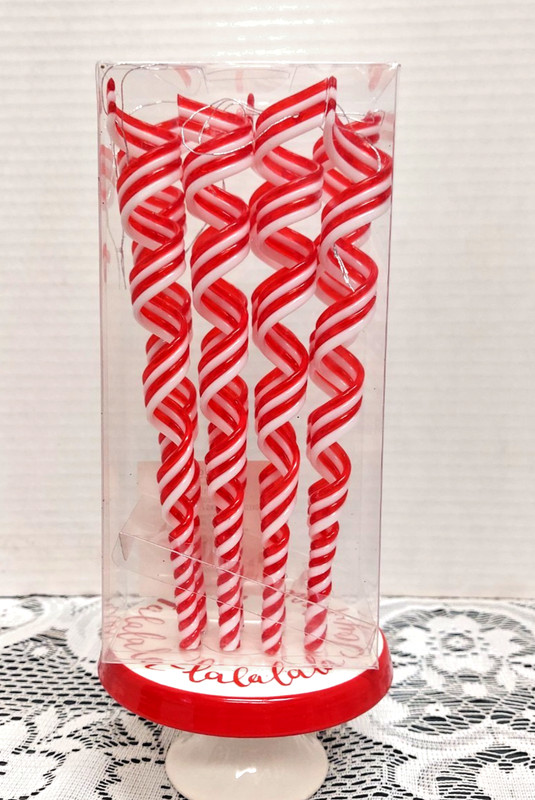 Christmas Red White Spiral Swirl Candy Cane Peppermint Ornaments New In Box 8 Pc