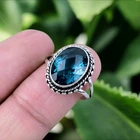 Indicolite Ring 925 Sterling Silver Ring Vintage Ring Women's Jewelry Ring.