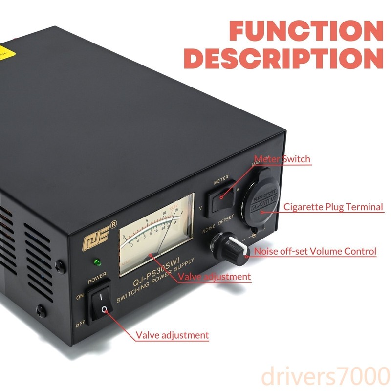 13.8V 30A Analog DC Power Supply Cigarette Plug Ham Radio Bench Power Supply