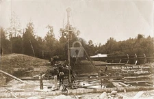 Men Working New Dam Between Three Lakes & Eagle River WI 1909 RPPC Postcard COPY