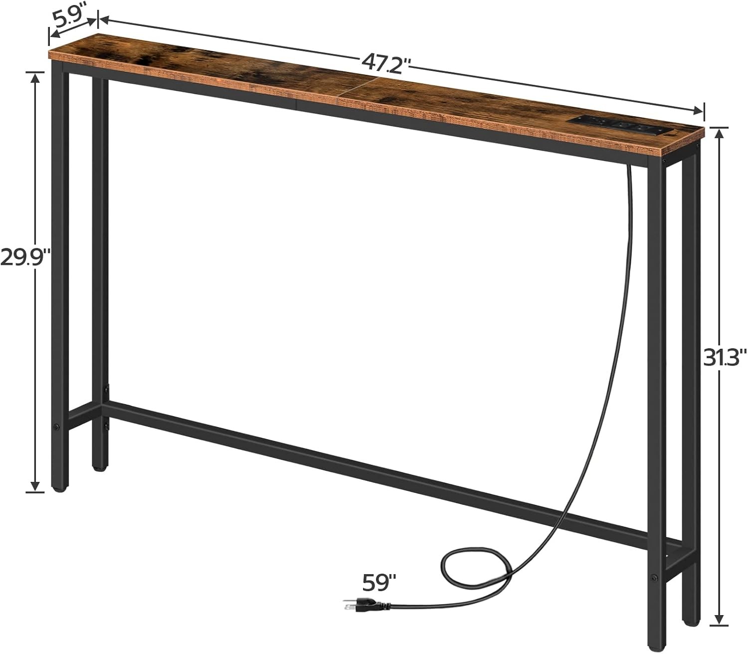 HOOBRO Console Table with Power Outlets and USB Ports Entryway Table Sofa Table