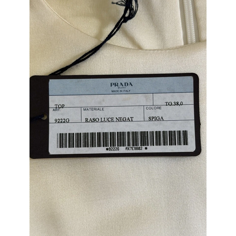 Vintage Prada Y2K Satin Shell Tank Ivory Raso Luce w/ Tags Italy Sz IT 38 - Image 3 of 4