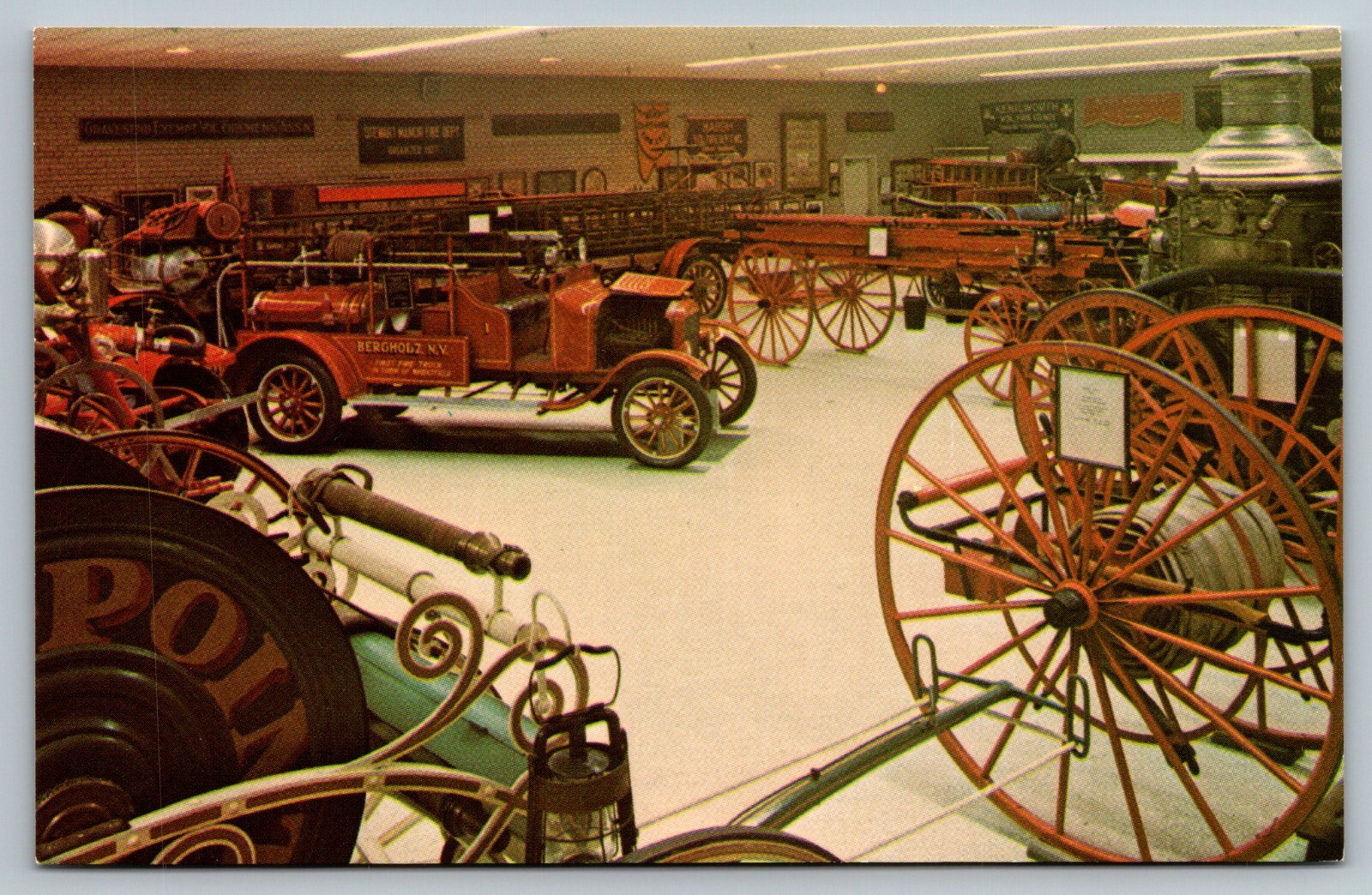 Fire Truck Engine Fireman Postcard Firemen's Home New York Hudson