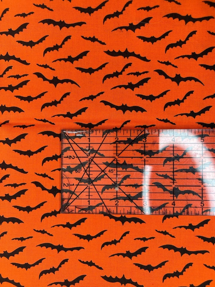 1 yard Quilters Candy Connecting Threads Batty 100% Cotton Fabric Bats Orange - Image 2 of 3