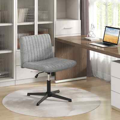 120° Rocking Criss Cross Legged Chair Home Office Chair-Grey UK
