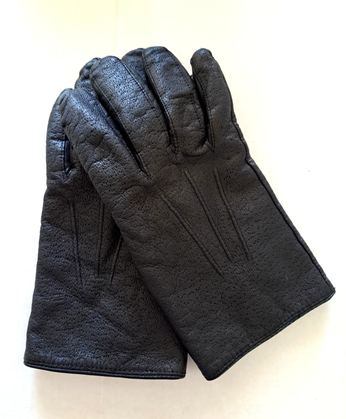 LEATHER GLOVES SIZE XL BLACK LAMBS WOOL CASHMERE LINING MEN'S FOWNES VINTAGE