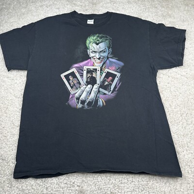 Vintage Joker Shirt Mens Large Black Short Sleeve Poker Cards DC
