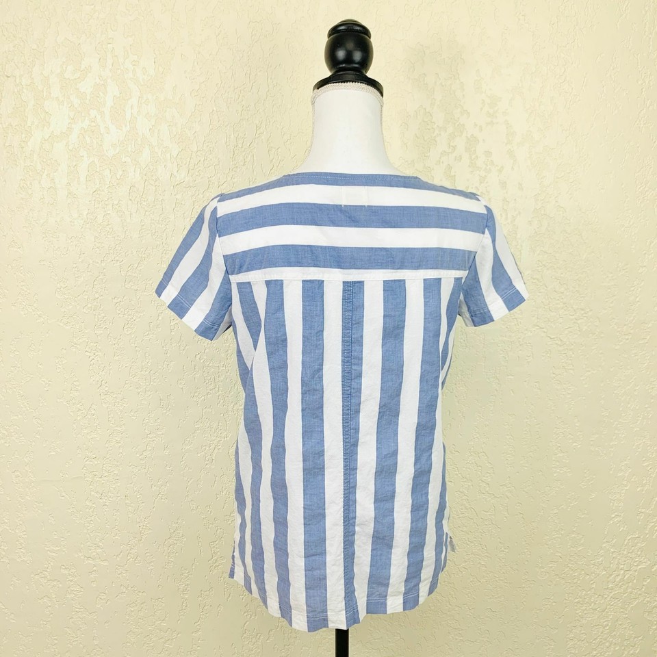 Débardeur J.Crew à Paillettes Et Imprimé Palmier - Rayé Bleu Et Blanc - Taille S - Neuf Sans Étiquettes