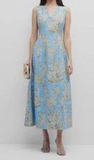 $1998 Lafayette 148 New York Women's Blue Portrait Neck Tulip Dress Size 10