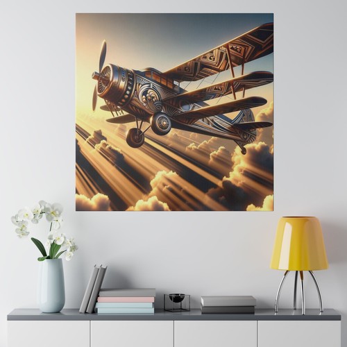 Matte Leinwand Wandbilder Geometrisch Vintage Stil Flugzeug Art Deco Luftfahrt Dekor - Bild 5 von 13