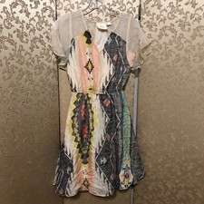 Anthropologie Maeve Ivory Multi-Color Tribal Dress Size XS