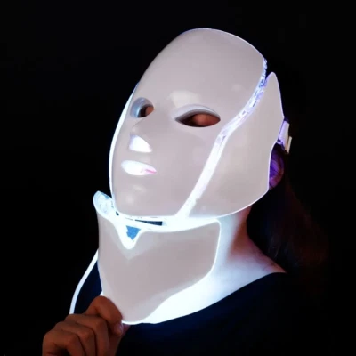 HABAC STUDIO Professional 7 Colour LED Light Therapy Facial Mask & Neck Device – Anti-Ageing,