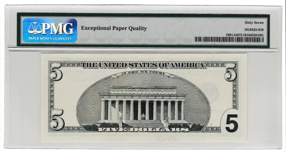 $5 FIVE DOLLAR Federal Reserve Note Serial Numbers FD 03671751 CLEVELAND PMG 67 - Image 2 of 3