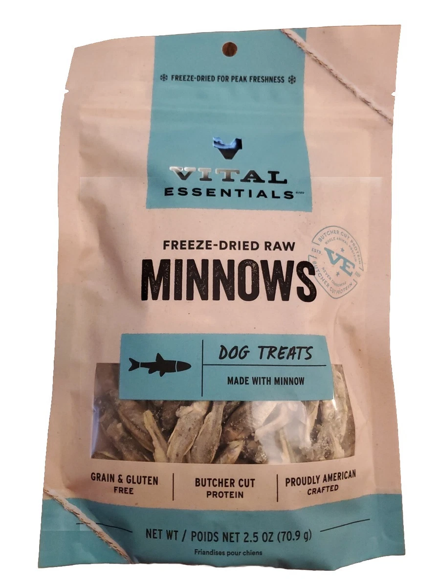 VITAL ESSENTIALS Freeze Dried Raw Dog Treats Minnows Treats for Dogs 2.5oz  Large