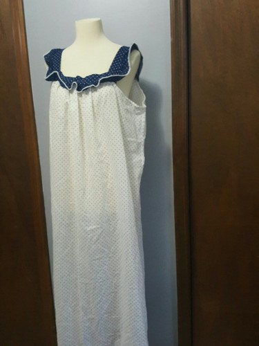 Sommerkleid Strand Cover Up lang weiß blau gepunktet Nachthemd M Kätzchen von Katz - Bild 2 von 11