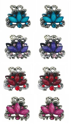 Set of 8 Mini Jaw Clips 2 Ea 4 Colors, Total 4 Pairs Tiny Hair Clips U0580-4pair