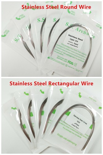100Pc Dental Orthodontic Arch Wires Ovoid Wire Stainless Steel Rectangular Round - Picture 2 of 38