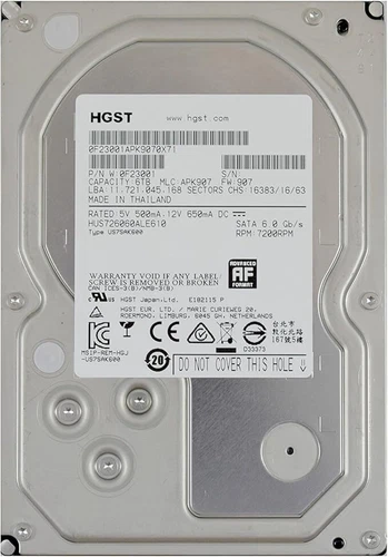 HGST Ultrastar 7K6000 ISE 512e 6TB, SATA 6Gb/s HUS726060ALE610 / 0F23001
