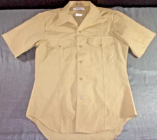 DSCP USMC MARINE CORPS KHAKI 2122 SHORT SLEEVE UNIFORM BUTTON UP SHIRT 15.5