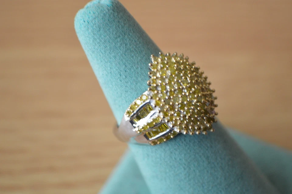 2.00ct Natural Yellow Diamond Ring 14K Yellow Gold over Sterling Silver Size 8 - Image 2 of 4