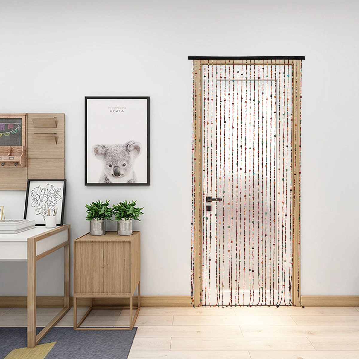 Natural Wooden Beads Door Curtain Bamboo Like Door Drape Window