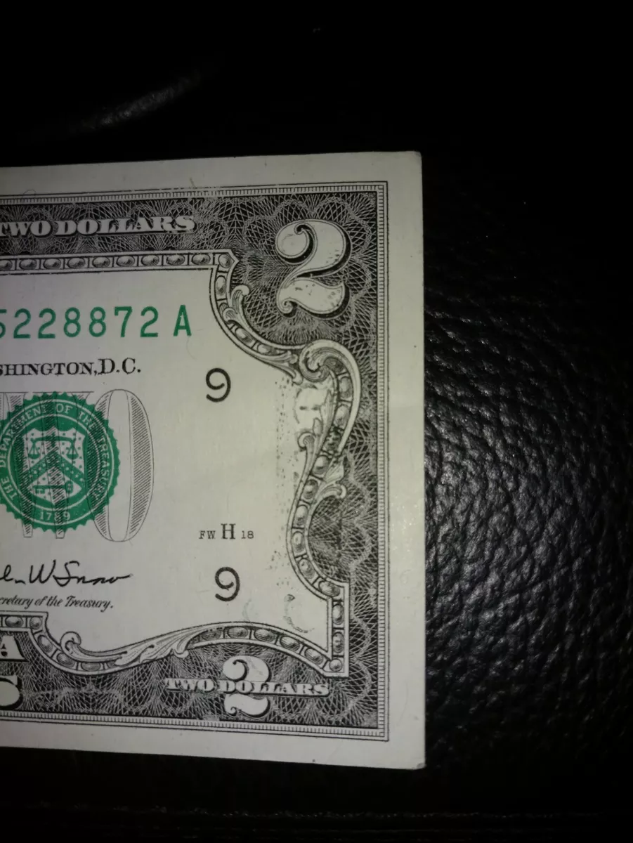 Amazing "GHOST FACE" one of a kind 2003 $2 ink smear error note. | eBay